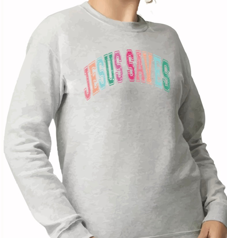 colorful Jesus saves tee/ sweatshirt