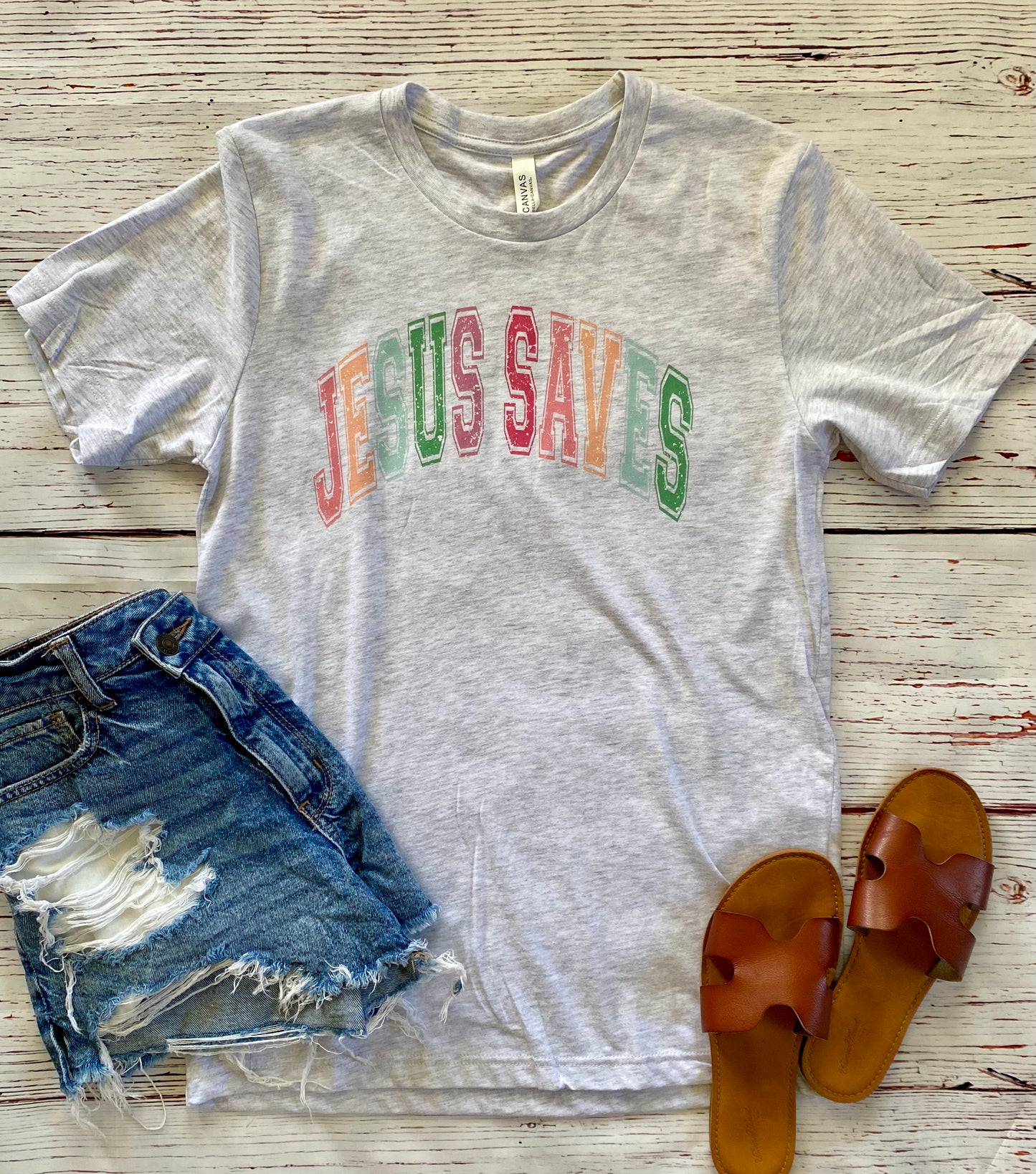 colorful Jesus saves tee/ sweatshirt